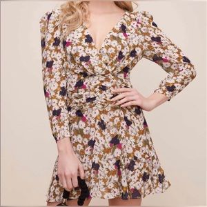ASTR The Label Floral Ruched Waist Minidress Olive  Size XL